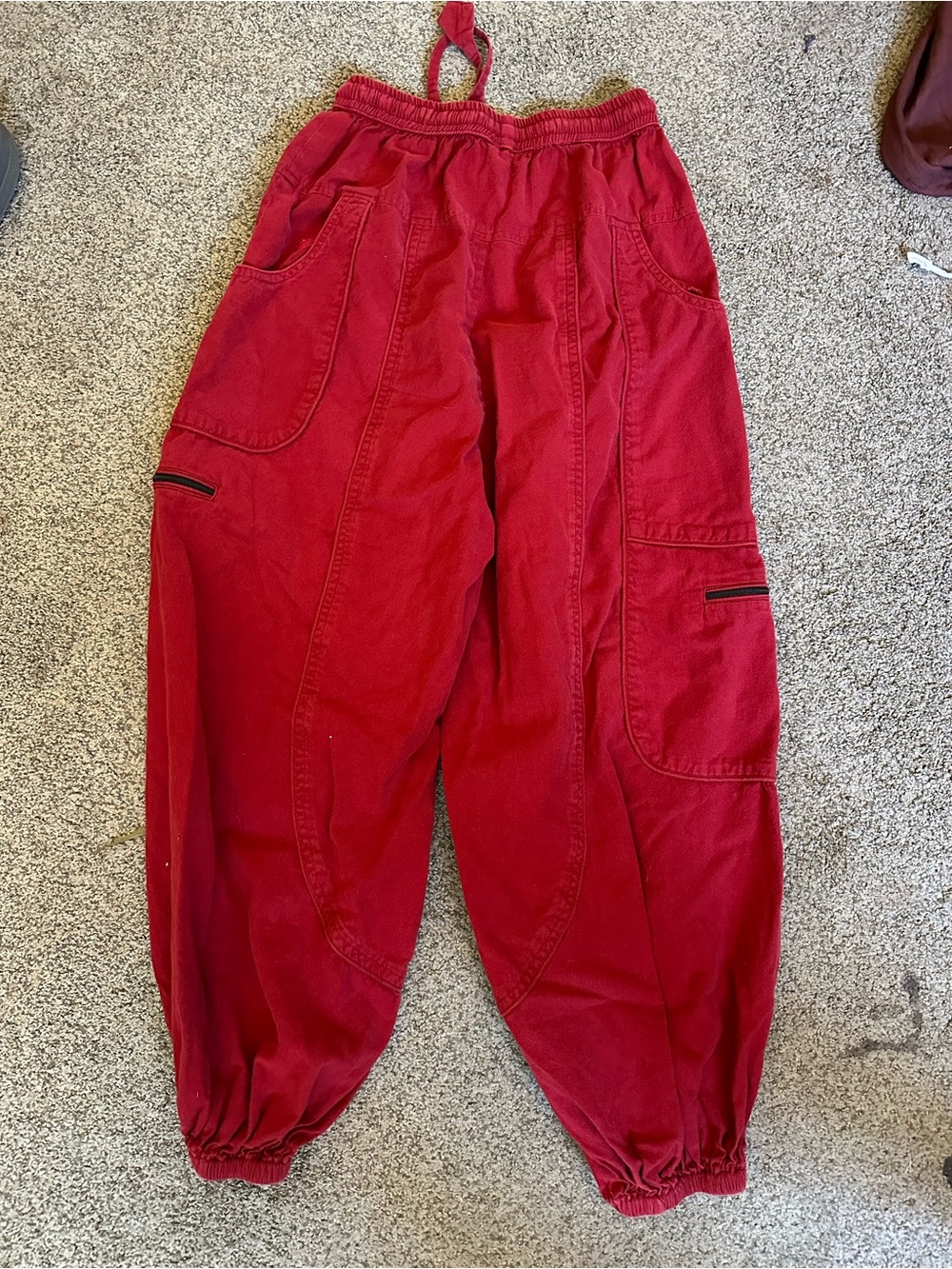 Vintage Funky Red Cargo Jogger Balloon Pants